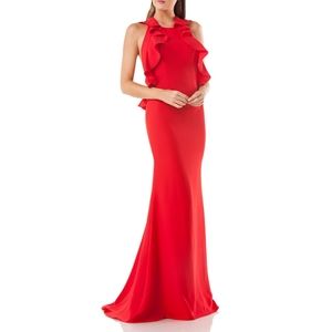 Carmen Marc Valvo Influsion Halter Gown Dress